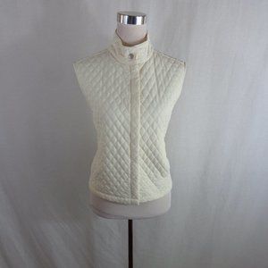 CUTTER & BUCK WOMEN'S ZIP VEST SZ M BEIGE QUILTED.